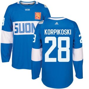 Kinder Team Finland #28 Lauri Korpikoski Authentic Blau Auswärts 2016 World Cup